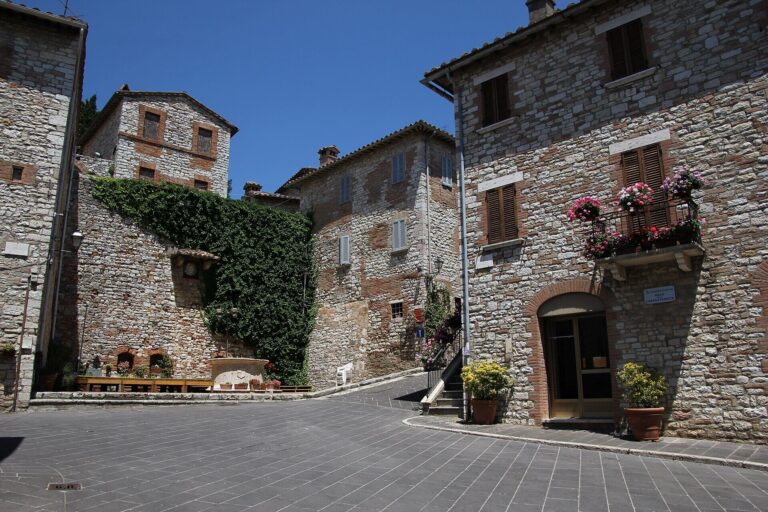Medieval street with ivy in Corciano