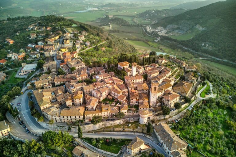 View over the roofs of Corciano and the valley